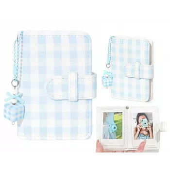 LOVEINSTANT kišeninis fotoalbumas 28 Instax Mini ir Zink nuotraukoms, languotas mėlynas