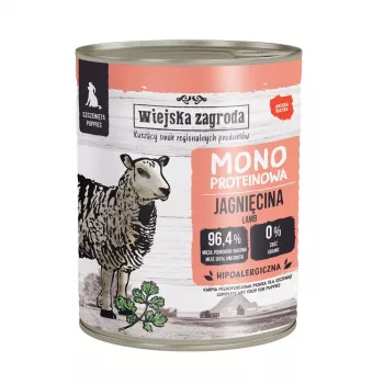 WIEJSKA ZAGRODA Mono Puppy Lamb šlapias ėdalas šuniukams - 800g