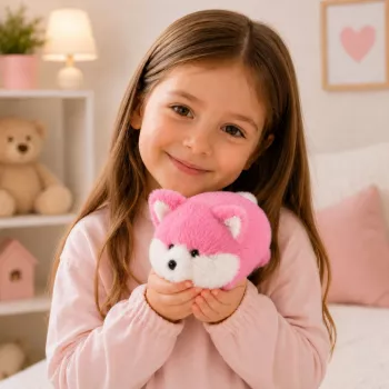 LEAN TOYS Plush Fox minkštas žaislas, rožinis minkštas kailis, 16 cm