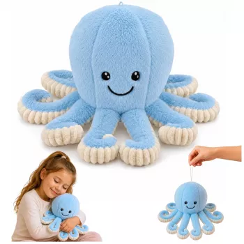 LEAN TOYS minkštas aštuonkojis su elastingais čiuptuvais, mėlynas, 30 cm