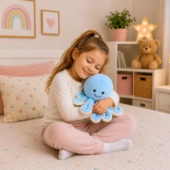 LEAN TOYS minkštas aštuonkojis su elastingais čiuptuvais, mėlynas, 30 cm
