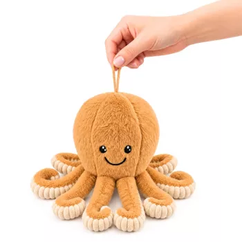 LEAN TOYS minkštas aštuonkojis su elastingais čiuptuvais, smėlio spalvos, 30 cm