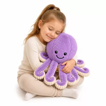 LEAN TOYS minkštas aštuonkojis su elastingais čiuptuvais, violetinis, 50 cm
