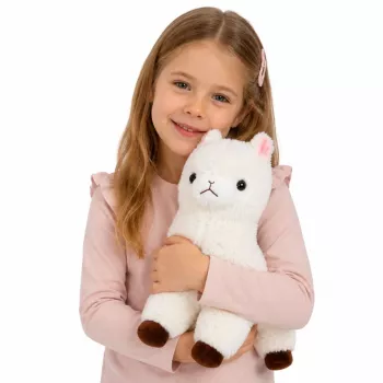 LEAN TOYS Alpaca Llama pliušinis minkštu kailiu baltas 38 cm