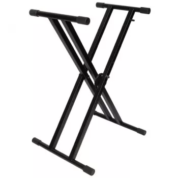 V-TONE DELUXE K1 dvigubai sutvirtintas X formos klaviatūros stovas, juodas, 45 kg talpa