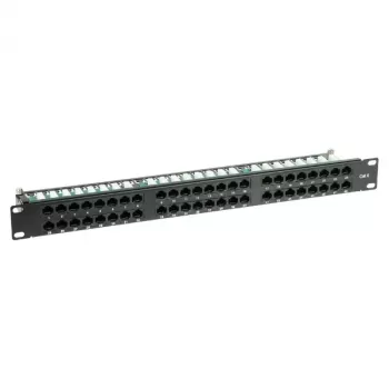 DELTA ENERGY SYSTEMS PP-48/RJ/6C 48 prievadų Cat6 UTP skydinė plokštė, 1U 19 colių montavimui į stovą, juoda