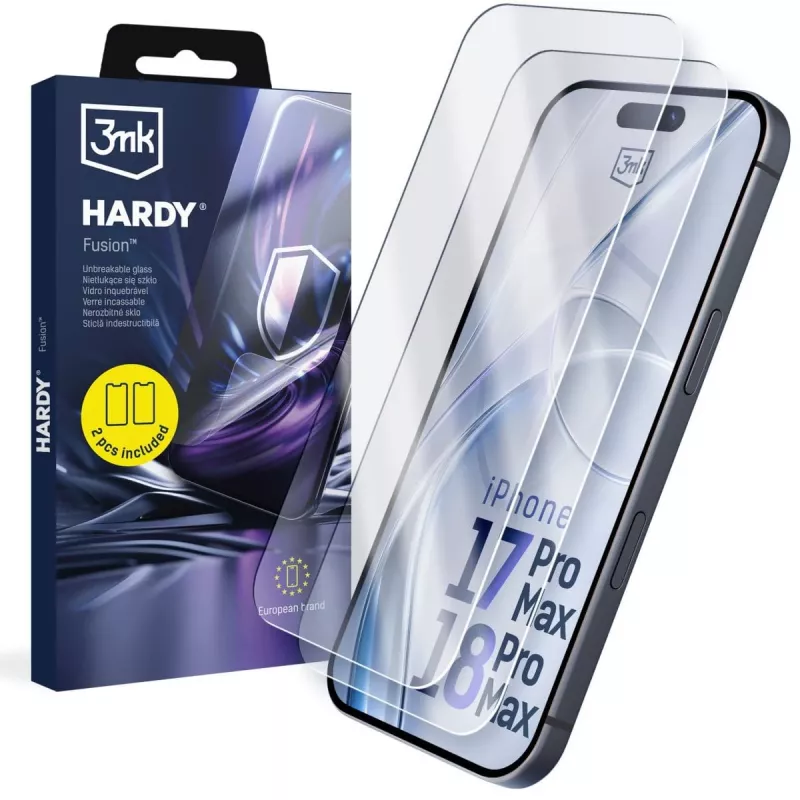 3mk Hardy Fusion dėklas, skirtas Apple iPhone 17 Pro Max / 18 Pro Max – permatomas hibridinis su MIL-STD-810G smūgių apsauga, MagSafe ir belaidžio įkrovimo suderinamumu