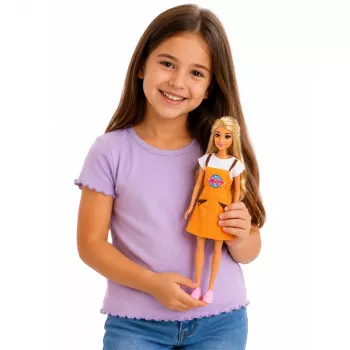 LEAN TOYS Anlily lėlė kasininkė su kasos aparatu ir maisto produktų rinkiniu