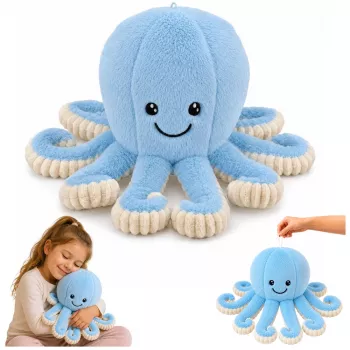 LEAN TOYS minkštas aštuonkojis su elastingais čiuptuvais, mėlynas, 50 cm