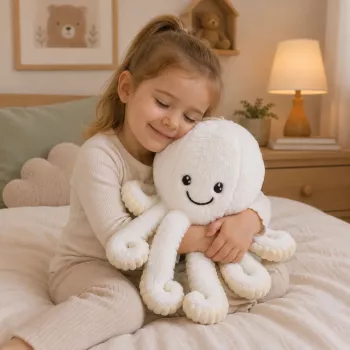 LEAN TOYS minkštas aštuonkojis su elastingomis čiuptuvėmis, baltas, 50 cm