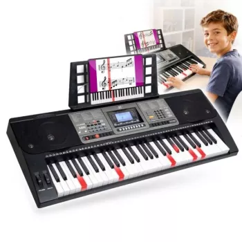 MK 816 61 klavišų elektroninė MIDI mokomoji klaviatūra su 128 garsais, 128 ritmais, įrašymu, LED ekranu, USB MIDI, ausinių išėjimu, mikrofono įėjimu, maitinimo adapteris komplekte
