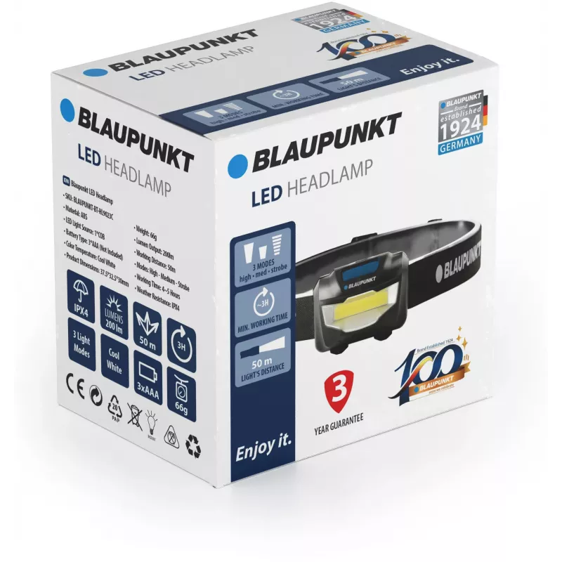 Blaupunkt BT-HL9023C LED žibintuvėlis ant galvos, 200 lm (BLAUPUNKTBT-HL9023C)