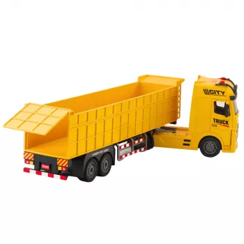 LEAN TOYS Transport Truck su pakeliama priekaba, šviesomis ir garsais, geltona