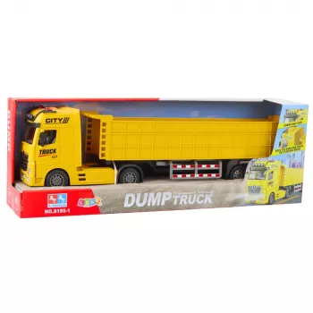 LEAN TOYS Transport Truck su pakeliama priekaba, šviesomis ir garsais, geltona