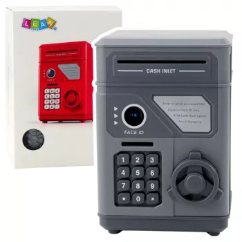 LEAN TOYS elektroninis seifas ATM taupyklė su PIN kodu vaikams, pilka