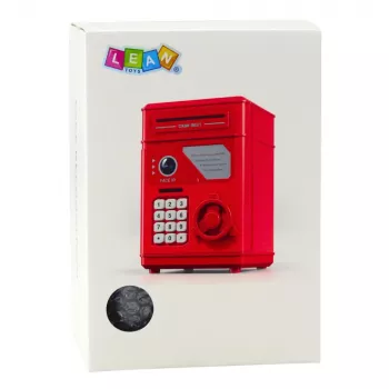 LEAN TOYS elektroninis seifas ATM taupyklė su PIN kodu vaikams, pilka
