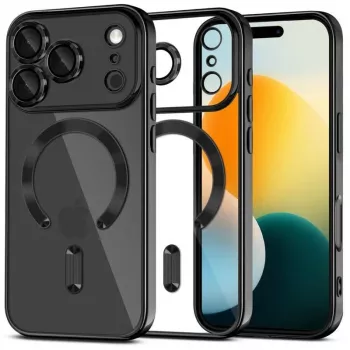 Tech-Protect Magflex MagSafe apsauginis dangtelis Apple iPhone 17 Pro Max, blizganti juoda (TPU/PC)