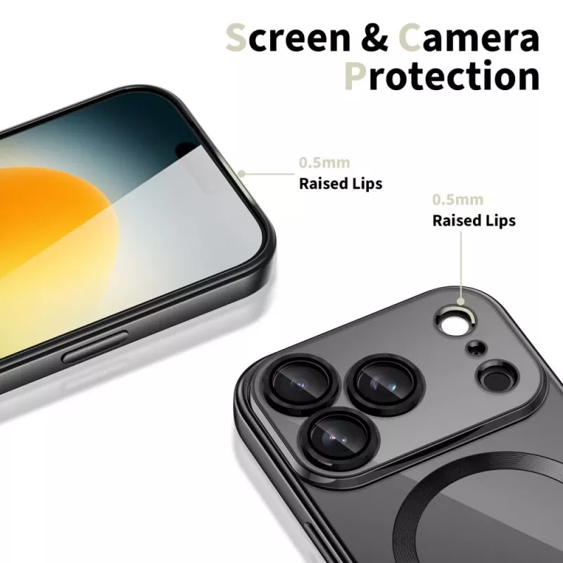 Tech-Protect Magflex MagSafe apsauginis dangtelis Apple iPhone 17 Pro Max, blizganti juoda (TPU/PC)