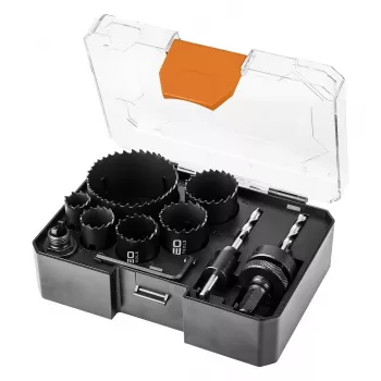 NEO TOOLS Bi-metalinių skylių pjūklų rinkinys Co8% (19, 25, 30, 35, 40, 68 mm), 9 dalių
