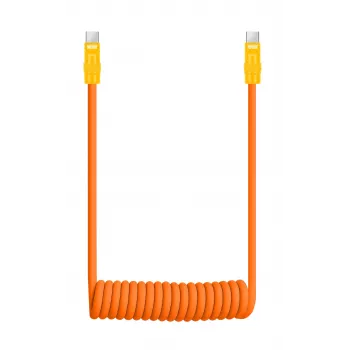 Newell USB-C į USB-C laidas 100 W, 1,5 m, silikoninis, spiralinis, oranžinės-geltonos spalvos