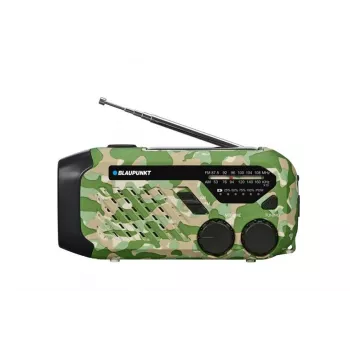 Blaupunkt ER10GC nešiojamas analoginis FM/AM radijo imtuvas su teleskopine antena, integruotu garsiakalbiu, nešimo rankena, žalias