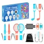 HURTEL Family Accessories Pack 15 in 1, skirtas Nintendo Switch 2 konsolei - oranžinės ir mėlynos spalvos rinkinys