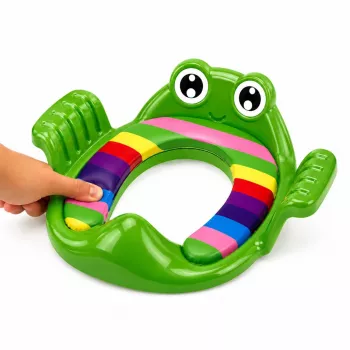 LEAN TOYS vaikiškas tualeto uždedamas sėdynės dangtelis su rankenomis, žalias