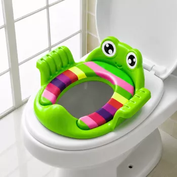 LEAN TOYS vaikiškas tualeto uždedamas sėdynės dangtelis su rankenomis, žalias