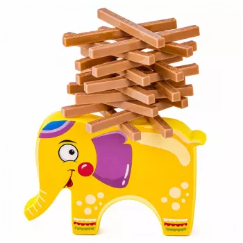 LEAN TOYS Balancing Elephant žaidimas – statyk bokštą iš kaladėlių, 61 vnt.