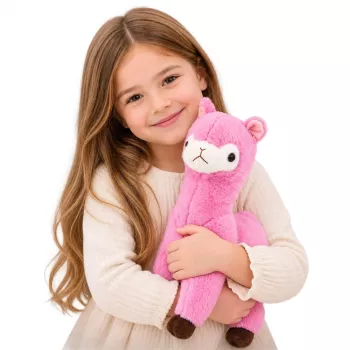LEAN TOYS Alpakos ir lamos pliušinis žaislas, minkštas kailis, rožinės spalvos, 38 cm