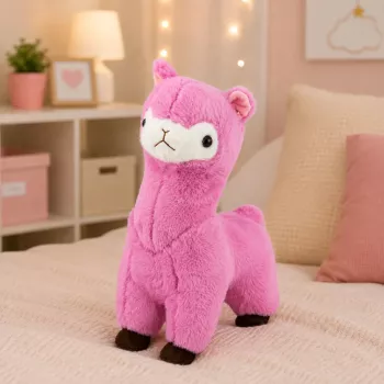 LEAN TOYS Alpakos ir lamos pliušinis žaislas, minkštas kailis, rožinės spalvos, 38 cm