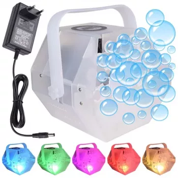 LIGHT4ME BUBBLE LED mažas efektyvus burbulų aparatas su RGB apšvietimu, juodos spalvos, 25W, 0,6L talpa
