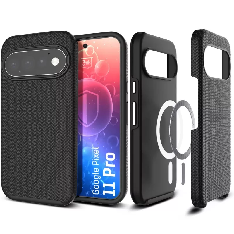 3mk Hardy Shockproof MagCase, skirtas Google Pixel 11 Pro, permatomas