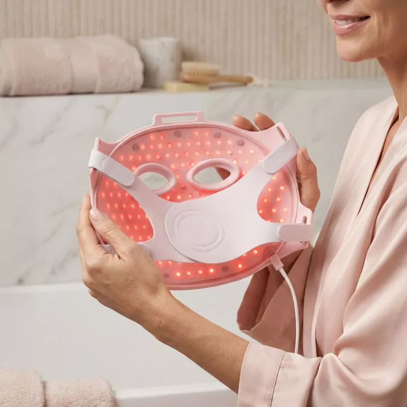 Medivon LED šviesos veido kaukė Lumi Fit – 7 spalvų fotonų terapija su 192 LED, belaidžiu nuotolinio valdymo pulteliu, įkraunama
