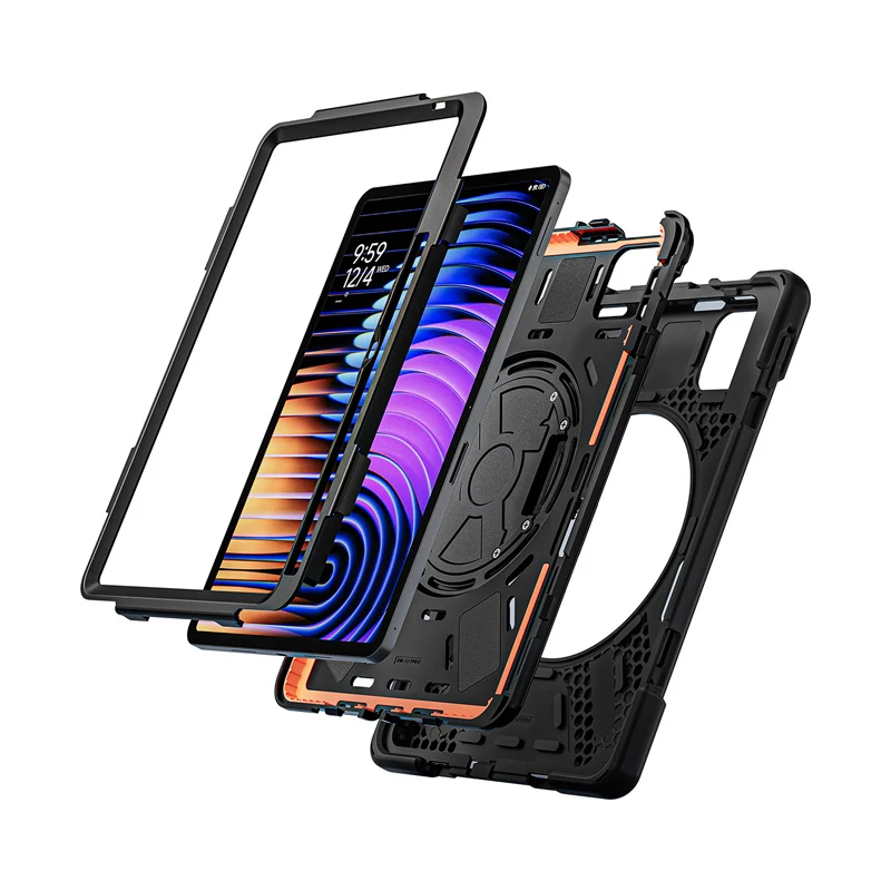 Crong Defender Plus apsauginis dėklas, skirtas Xiaomi Pad 8 / 8 Pro / Pad 7 / 7 Pro 11,2 colio – juodas