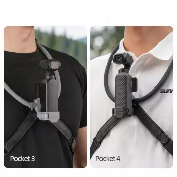 SUNNYLIFE lankstus kaklo laikiklis, skirtas DJI Osmo Pocket 3/4 ir POV veiksmo kameroms, juodos spalvos