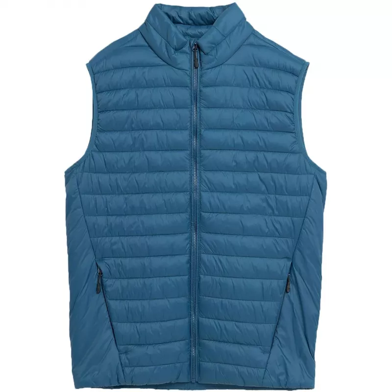 4F vyriška džinsinė liemenė M062 - su sagomis, be rankovių, reguliaraus kirpimo, XL