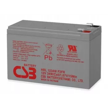 CSB HRL1234WF2 12V 9Ah ilgaamžis VRLA akumuliatorius – 8-10 metų eksploatacijos trukmė, Faston F2 gnybtai