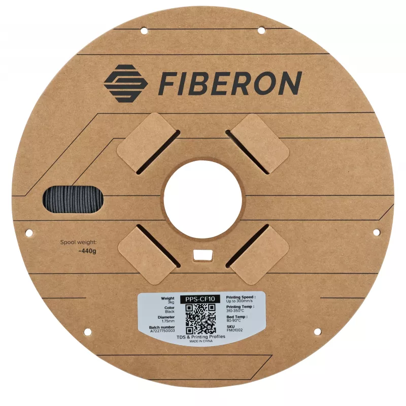 Polymaker Fiberon PPS-CF10 3D spausdintuvo gija, 1,75 mm, 3 kg, juoda