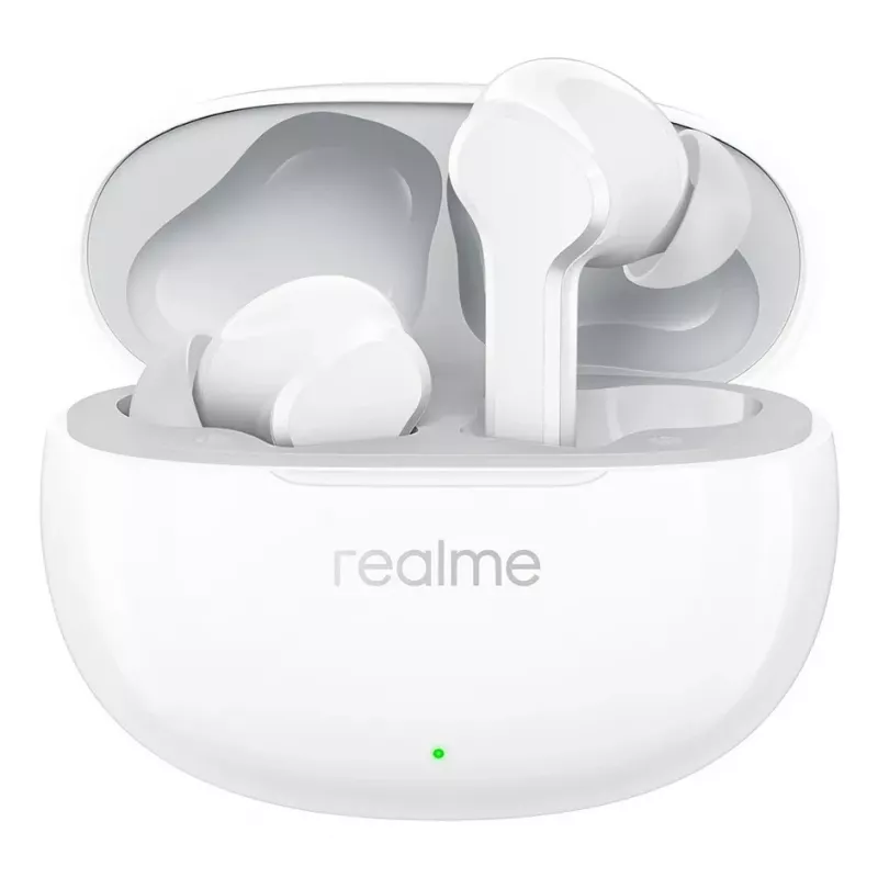realme Buds T110 belaidės ausinės su 38h baterija, AI ENC, IPX5, Bluetooth 5.4, 10mm žemų dažnių tvarkykle, USB-C greitu įkrovimu, mažos delsos režimu, išmaniuoju valdymu, baltos