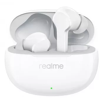 realme Buds T110 belaidės ausinės su 38h baterija, AI ENC, IPX5, Bluetooth 5.4, 10mm žemų dažnių tvarkykle, USB-C greitu įkrovimu, mažos delsos režimu, išmaniuoju valdymu, baltos