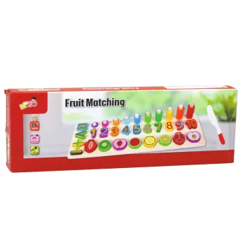LEAN TOYS Medinė edukacinė rūšiavimo lenta – matematikos mokymasis su vaisiais ir skaičiais, 85 dalių, Montessori žaislas vaikams nuo 3 metų