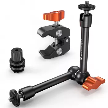 KF Magic Arm Super Clamp tvirtinimo rinkinys su 1/4 colio ir 3/8 colio sriegiais, 15-55 mm žnyplėmis, ISO šaltojo bato adapteriu