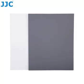 JJC GC Series 2-in-1 fotografijos kalibravimo kortelių rinkinys – 18% pilka kortelė ir baltos spalvos balanso kortelė, 20 x 25 cm, patvarus plastikas, su virvele