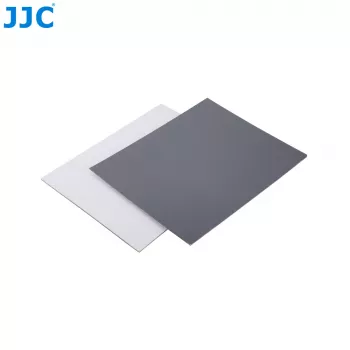 JJC GC Series 2-in-1 fotografijos kalibravimo kortelių rinkinys – 18% pilka kortelė ir baltos spalvos balanso kortelė, 20 x 25 cm, patvarus plastikas, su virvele