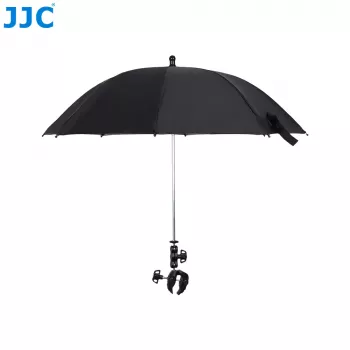 JJC fotoaparato lietaus skėtis su super spaustuku, 63 mm žiočių anga, 1/4 colio ir 3/8 colio sriegiais, juodas
