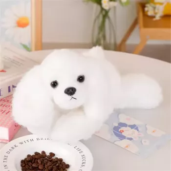 LEAN TOYS Maltos bišono minkštas žaislas su svorio letenėlėmis, baltas, 30 cm