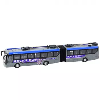 LEAN TOYS RC policijos šarnyrinis autobusas su nuotolinio valdymo pultu, šviesomis, pilkas, 1:32