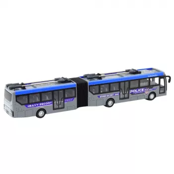 LEAN TOYS RC policijos šarnyrinis autobusas su nuotolinio valdymo pultu, šviesomis, pilkas, 1:32
