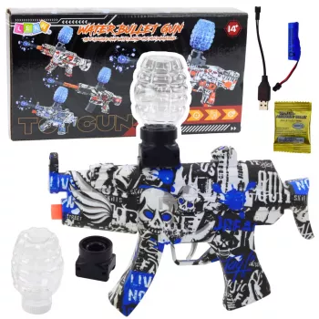 LEAN TOYS elektrinis gelio kamuoliukų šautuvas Graffiti baltai mėlynas